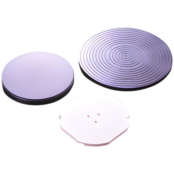 Chucks, integrierte Spiegel und Komponenten für Positioniertische aus technischer Hochleistungskeramik in blau und weiß