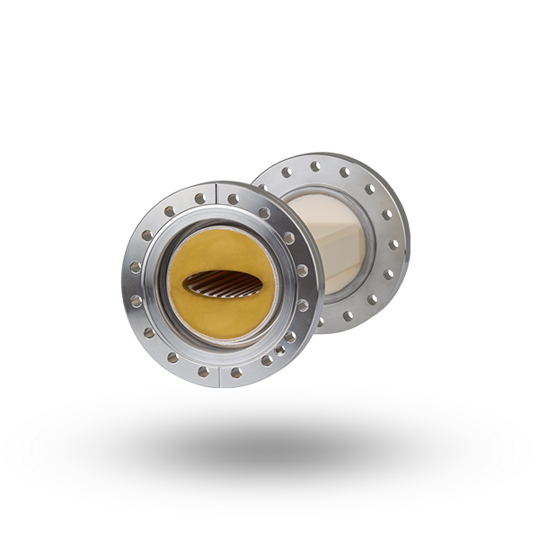 Kickerkammer mit glatter Oberfläche und mehreren Anschlüssen und ovalem Loch in der Mitte