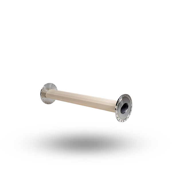 Vakuum Kammer mit rundem Metallverbundstück an beiden Seiten, ovale Öffnung